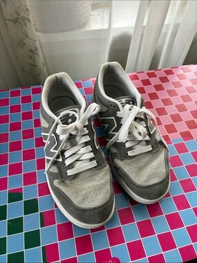 New Balance Gray and White Lace-Up Sneakers